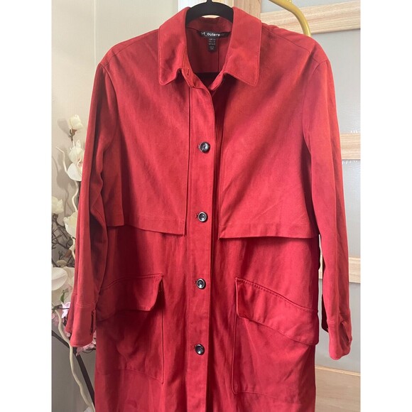 Zara Trf Women's Small/M Full Length Coat Fall Orange Color Long Sleeves Pockets - Picture 4 of 8